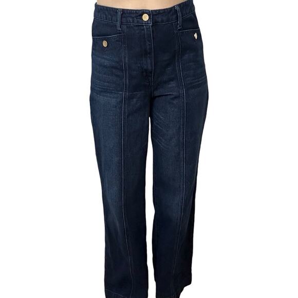 Sam Edelman Jeans High Rise Wide Leg Codie Dark Blue Denim Fall Winter Size 29 - Picture 1 of 7